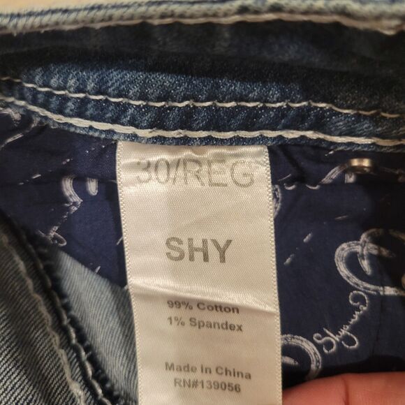Shyanne Bootcut Western Low Rise Denim Jeans Rhinestone Embellished 32x27 - Picture 5 of 10